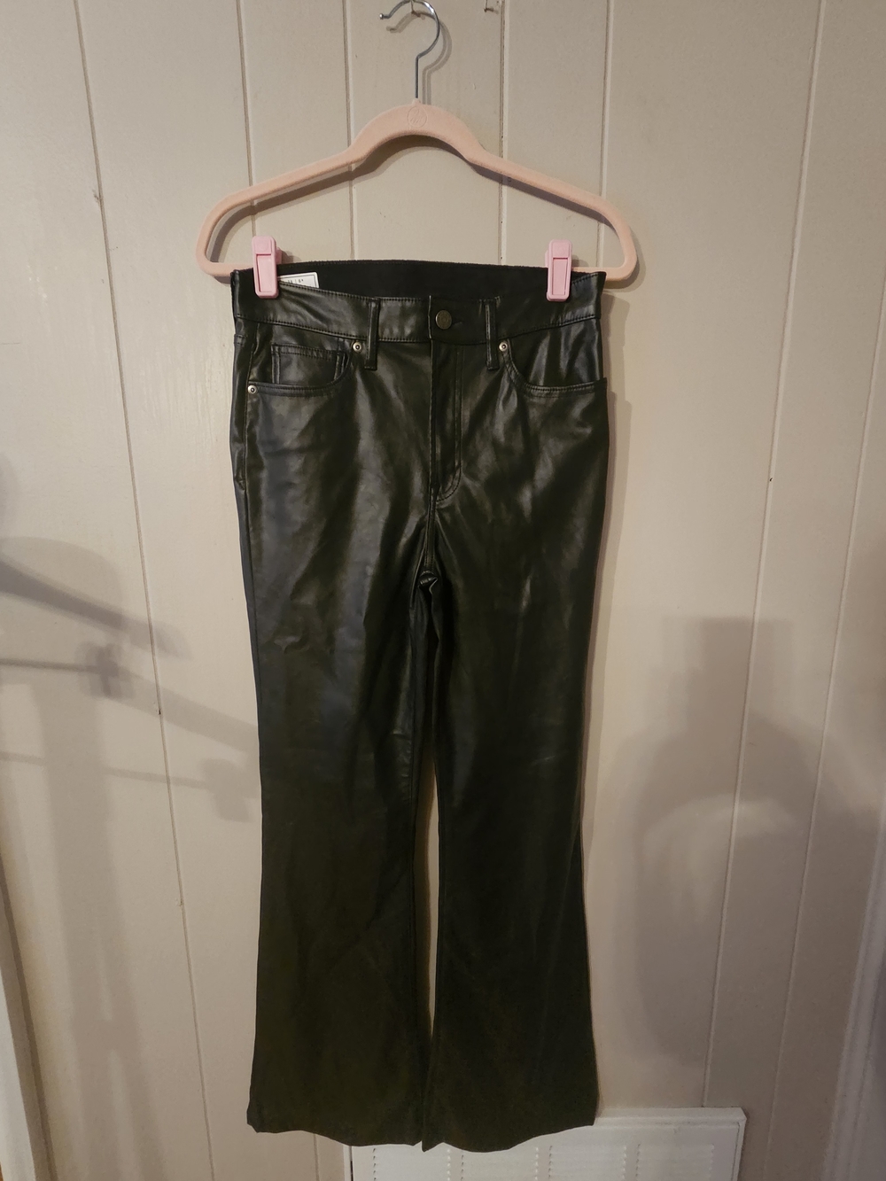 GAP Black Faux Leather Bootcut Pants